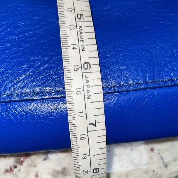 FOSSIL Riley Crossbody Shoulder Bag Purse Vivid Blue Leather 2 Latch Pockets - Picture 15 of 16